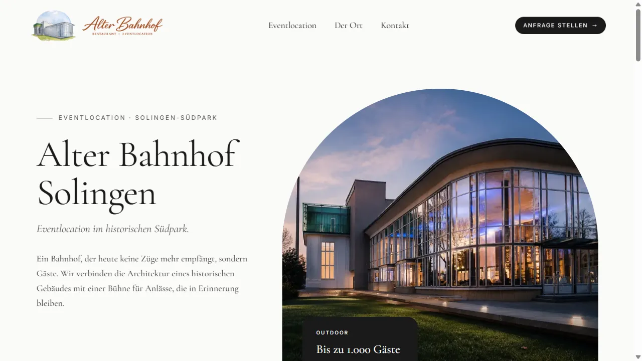 Screenshot der Website Alter Bahnhof Solingen