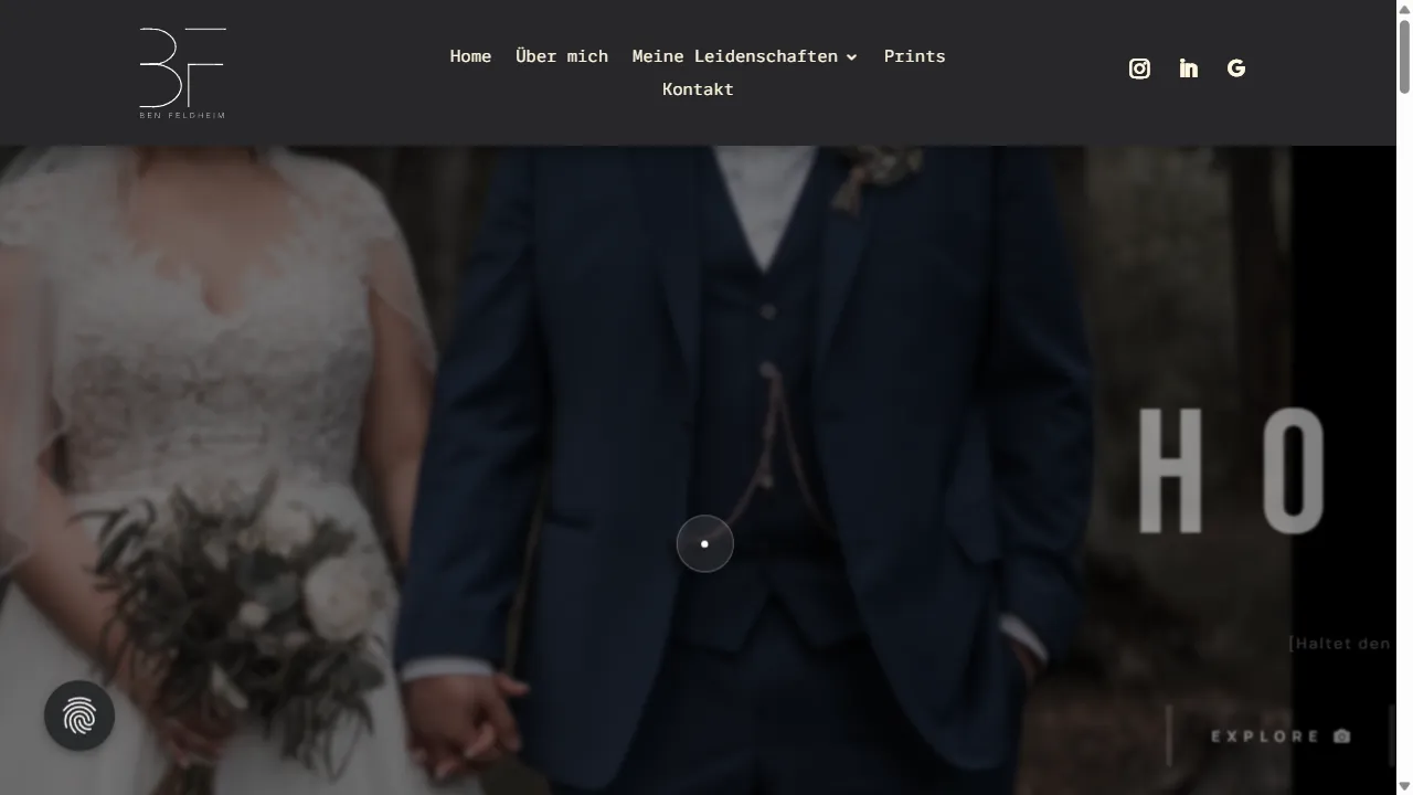 Screenshot der Website Ben Feldheim Fotografie