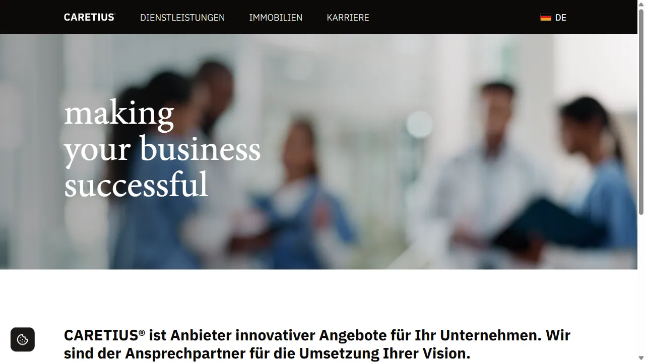 Screenshot der Website Caretius