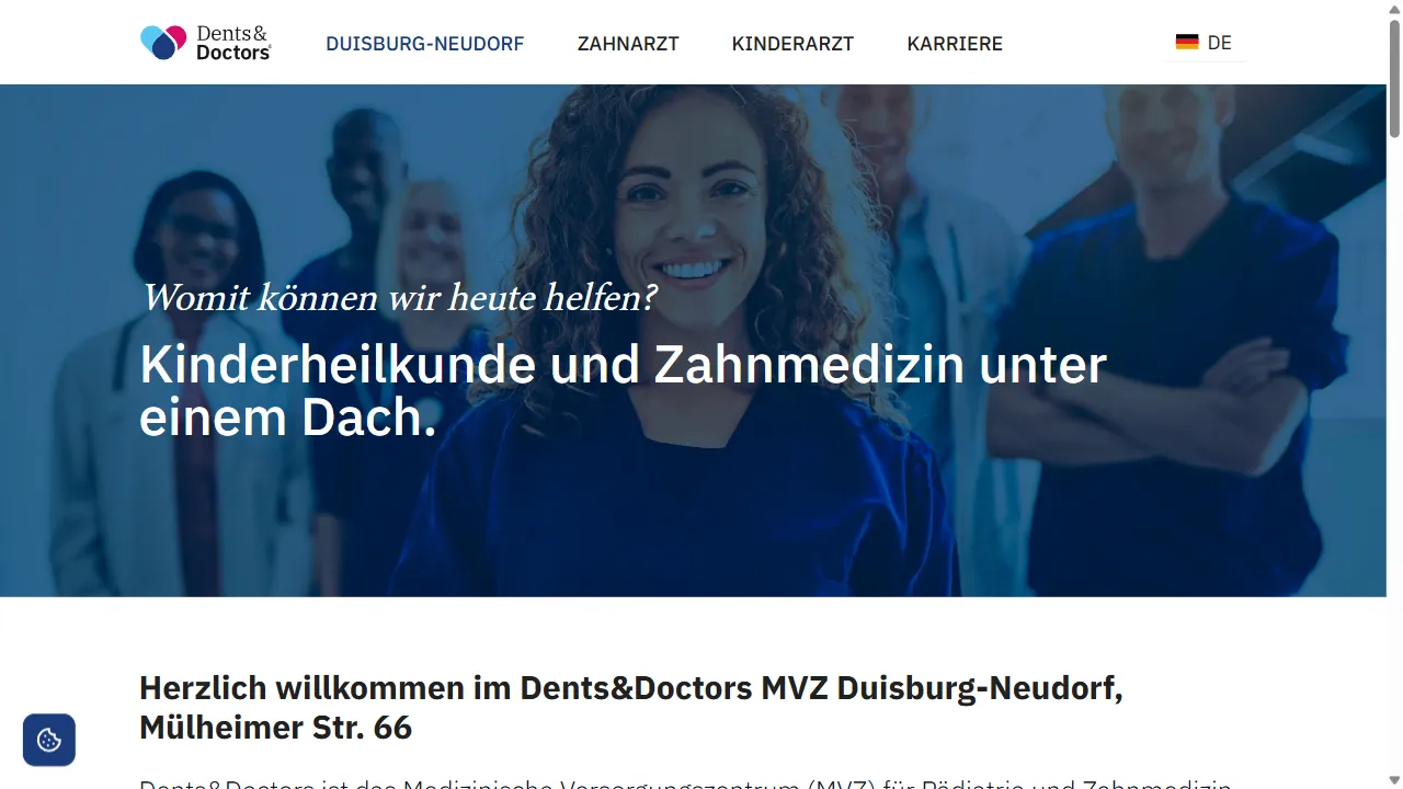 Screenshot der Website Dents & Doctors