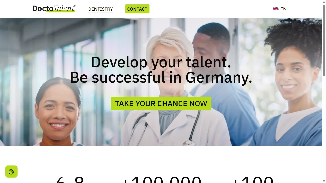 Screenshot der Website DoctoTalent