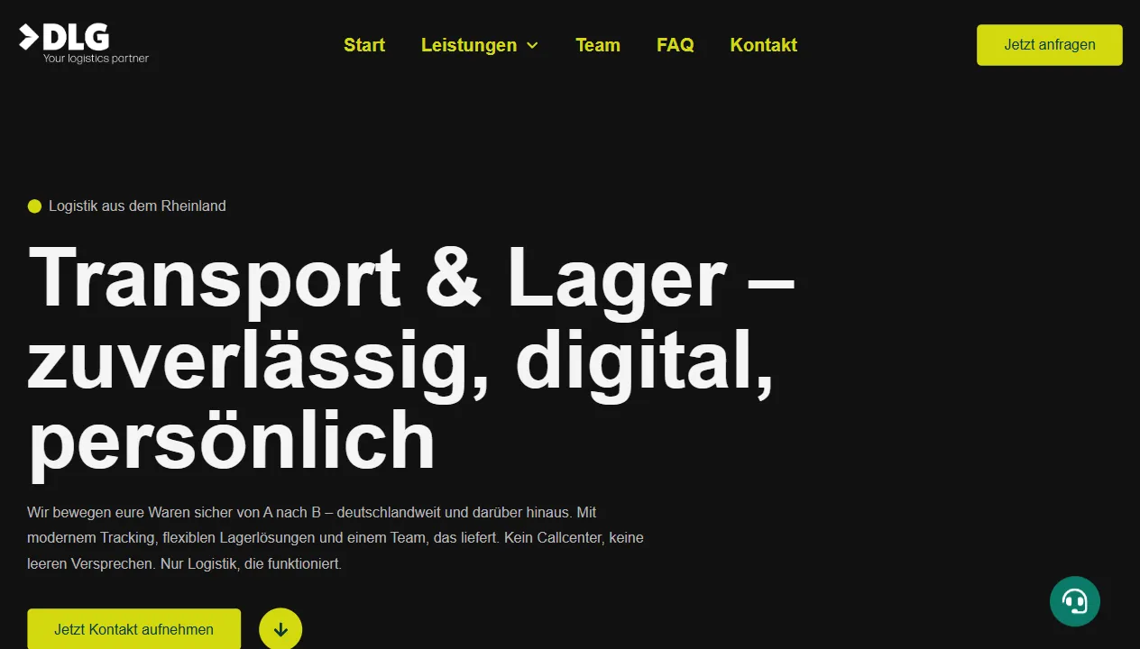 Screenshot der Website DLG Logistics