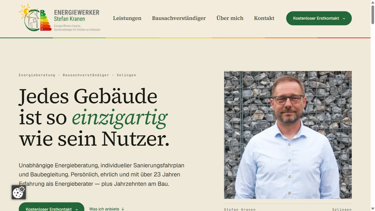 Screenshot der Website Energiewerker