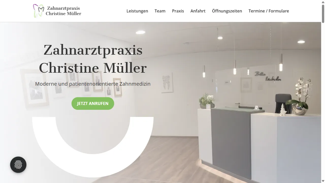 Screenshot der Website Zahnarztpraxis Müller