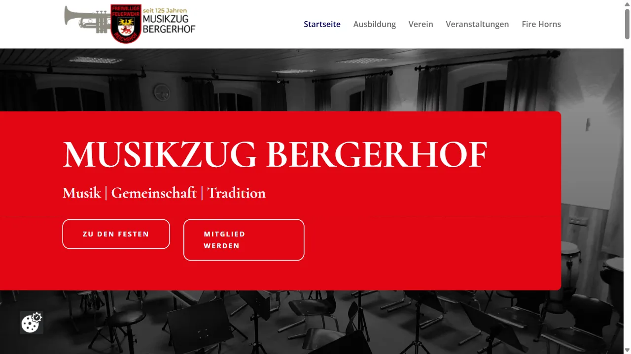 Screenshot der Website Musikzug Bergerhof
