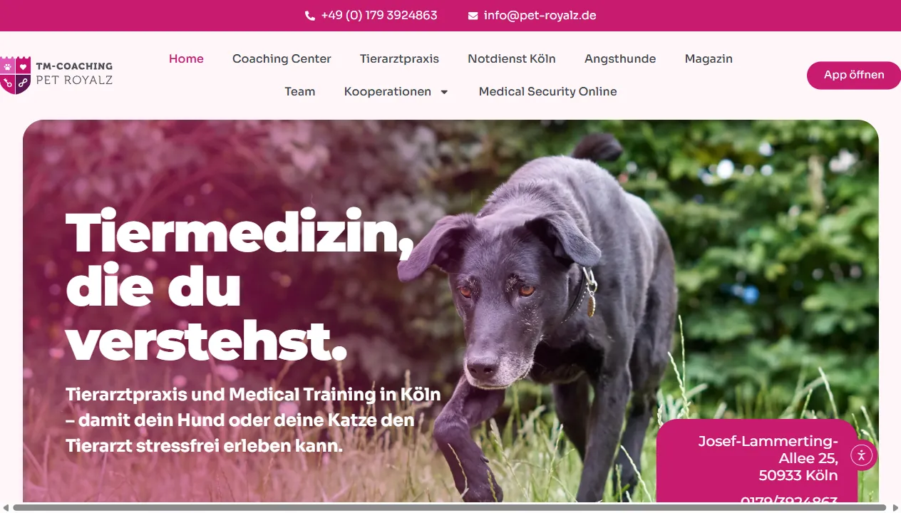 Screenshot der Website Pet Royalz